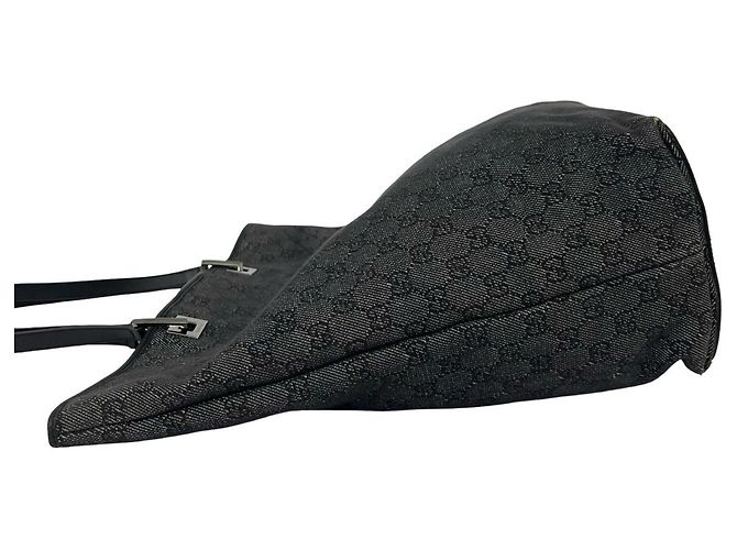 Gucci GG Logo Pattern Canvas Leder Tote Bag Schwarz - Ansicht 5