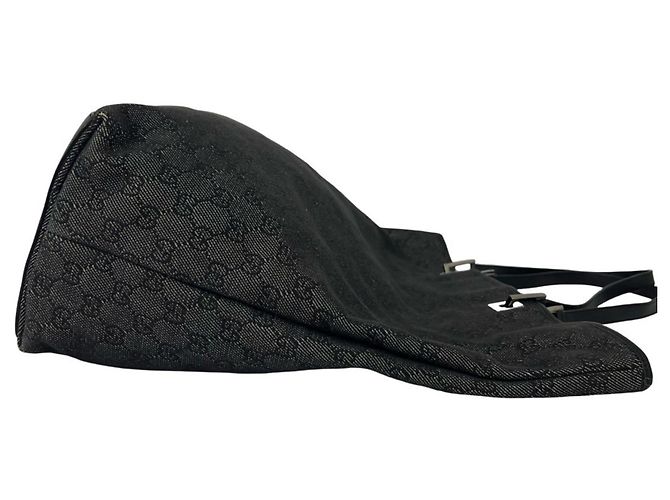 Gucci GG Logo Pattern Canvas Leder Tote Bag Schwarz - Ansicht 6