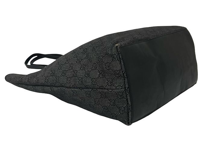 Gucci GG Logo Pattern Canvas Leder Tote Bag Schwarz - Ansicht 7