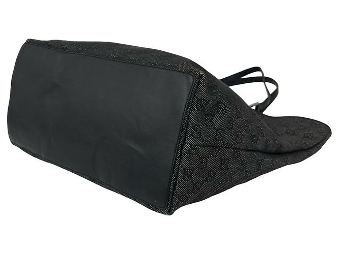 Gucci GG Logo Pattern Canvas Leder Tote Bag Schwarz - Ansicht 8