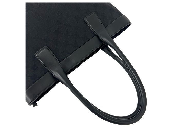 Gucci GG Logo Pattern Canvas Leder Tote Bag Schwarz - Ansicht 4