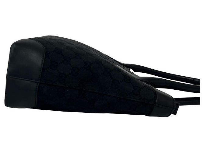 Gucci GG Logo Pattern Canvas Leder Tote Bag Schwarz - Ansicht 6
