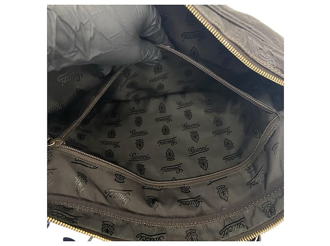 Gucci GG Pattern Leder 2-Way Schultertasche Braun - Ansicht 10