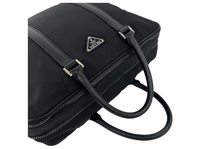 Borsetta Prada in nylon Tessuto Pocono e pelle Saffiano Nero - vista 4