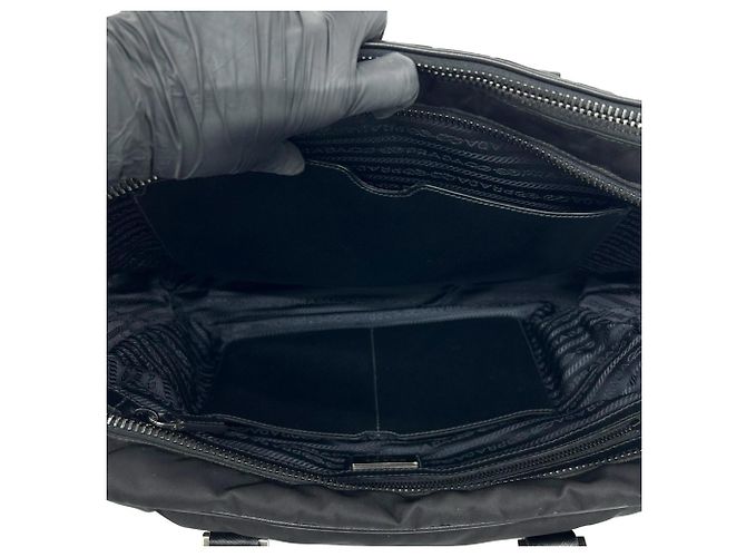 Borsetta Prada in nylon Tessuto Pocono e pelle Saffiano Nero - vista 9