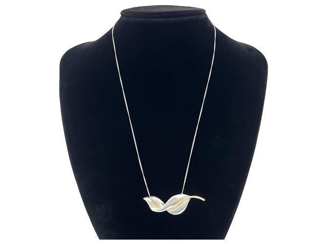 Tiffany & Co Tiffany Halskette mit Vintage-Blattmotiv Silber Golden - Ansicht 2