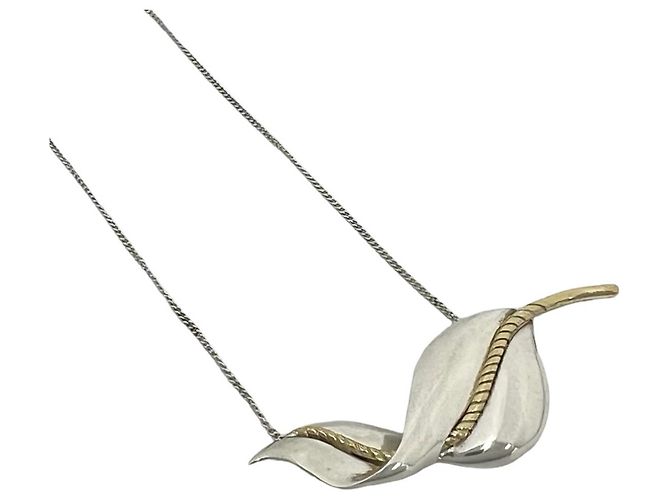 Tiffany & Co Tiffany Halskette mit Vintage-Blattmotiv Silber Golden - Ansicht 4