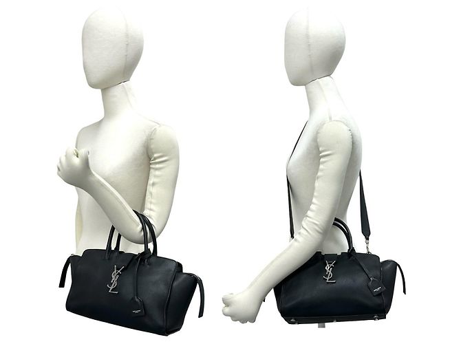 Borsa a mano in pelle Saint Laurent Baby Downtown Cabas Nero - vista 2