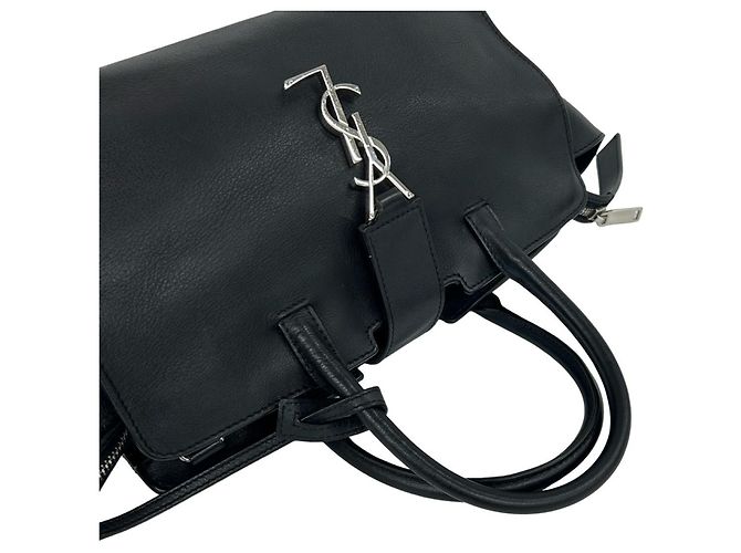 Borsa a mano in pelle Saint Laurent Baby Downtown Cabas Nero - vista 4
