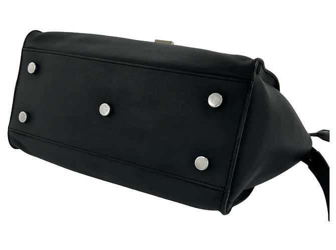 Borsa a mano in pelle Saint Laurent Baby Downtown Cabas Nero - vista 8