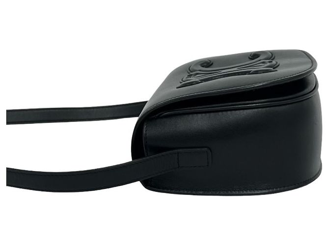 Céline CELINE Folco Cuir Triomphe Logo Leather Mini Shoulder Bag Nero - vista 5