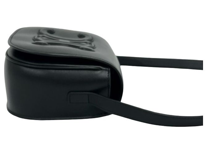 Céline CELINE Folco Cuir Triomphe Logo Leather Mini Shoulder Bag Nero - vista 6