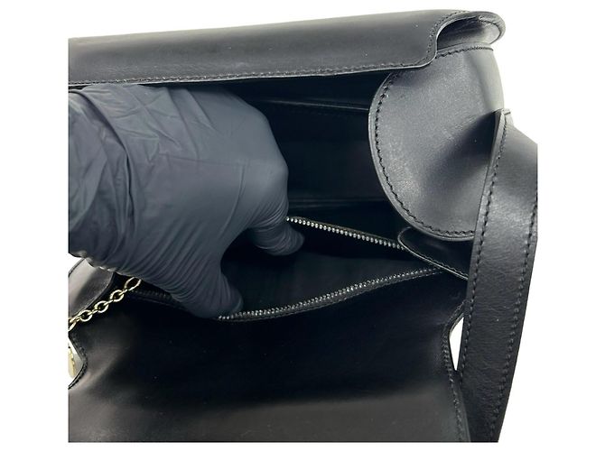 Céline Celine Vintage Starball Logo Hardware Calf Leather Mini Shoulder Bag Pouch Nero - vista 10