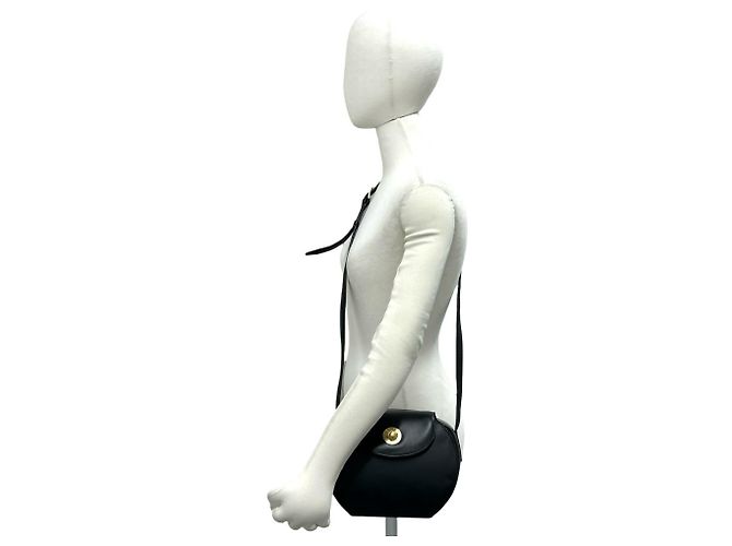 Céline Celine Vintage Starball Logo Hardware Calf Leather Mini Shoulder Bag Pouch Nero - vista 2