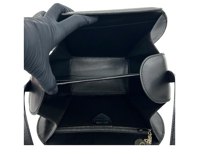 Céline Celine Vintage Starball Logo Hardware Calf Leather Mini Shoulder Bag Pouch Nero - vista 9
