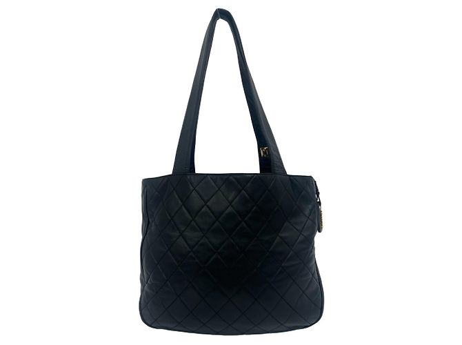 Timeless Chanel Vintage Matelassé Coco Mark Tragetasche aus Lammleder Schwarz - Ansicht 3