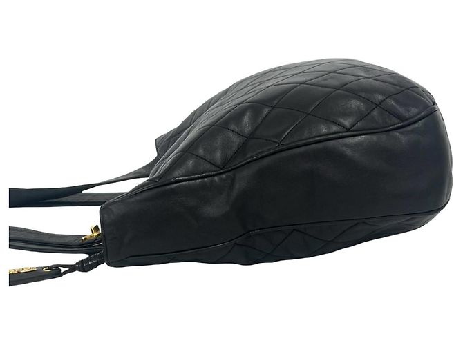 Timeless Chanel Vintage Matelassé Coco Mark Tragetasche aus Lammleder Schwarz - Ansicht 5