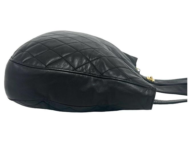 Timeless Chanel Vintage Matelassé Coco Mark Tragetasche aus Lammleder Schwarz - Ansicht 6