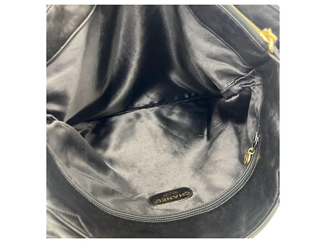 Timeless Chanel Vintage Matelassé Coco Mark Tragetasche aus Lammleder Schwarz - Ansicht 9