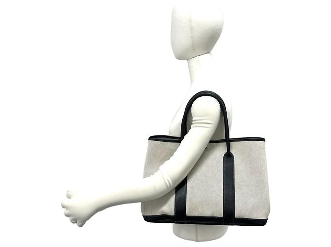 Hermès Borsa Tote Hermes Garden Party PM Marrone Nero - vista 2