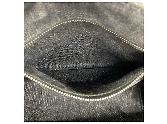 Prada Canapa Handtasche aus Baumwolldenim mit Dreiecks-Logo-Hardware Schwarz - Ansicht 10