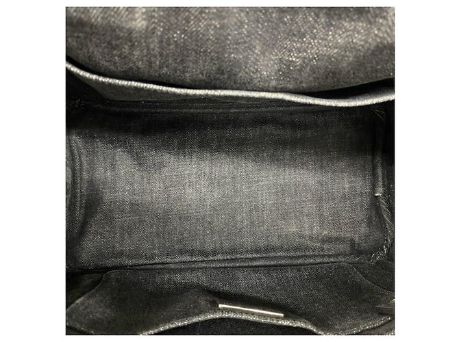 Prada Canapa Handtasche aus Baumwolldenim mit Dreiecks-Logo-Hardware Schwarz - Ansicht 9