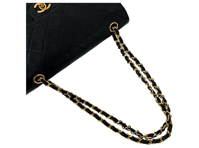 Timeless Chanel Vintage Matelassé Double Flap Schultertasche Schwarz - Ansicht 4