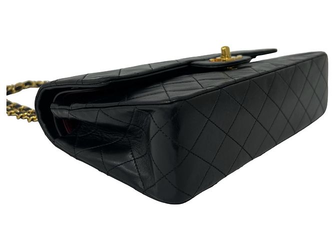 Timeless Chanel Vintage Matelassé Double Flap Schultertasche Schwarz - Ansicht 7