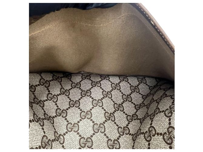 Saco Tote em couro GUCCI Vintage GG Logo Sherry Line Marrom Vermelho Verde - vista 10