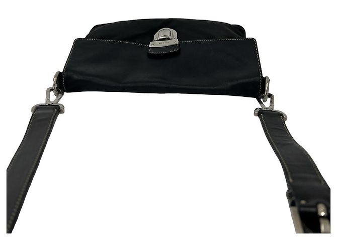 Bolsa de ombro PRADA em nylon Tessuto e couro com logo triangular Preto - vista 4