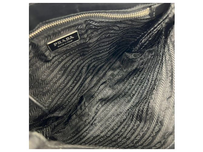 Bolsa de ombro PRADA em nylon Tessuto e couro com logo triangular Preto - vista 9