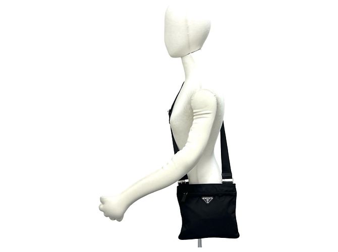 Borsa a tracolla Prada con logo triangolare in metallo Nero - vista 2