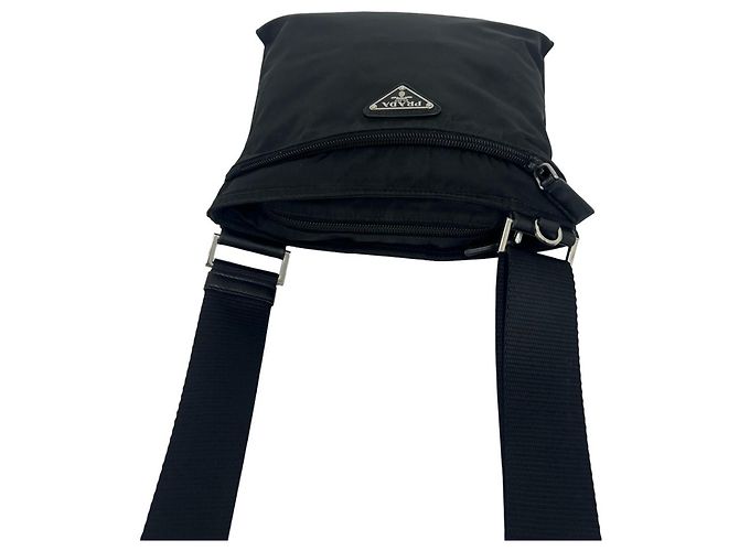 Borsa a tracolla Prada con logo triangolare in metallo Nero - vista 4