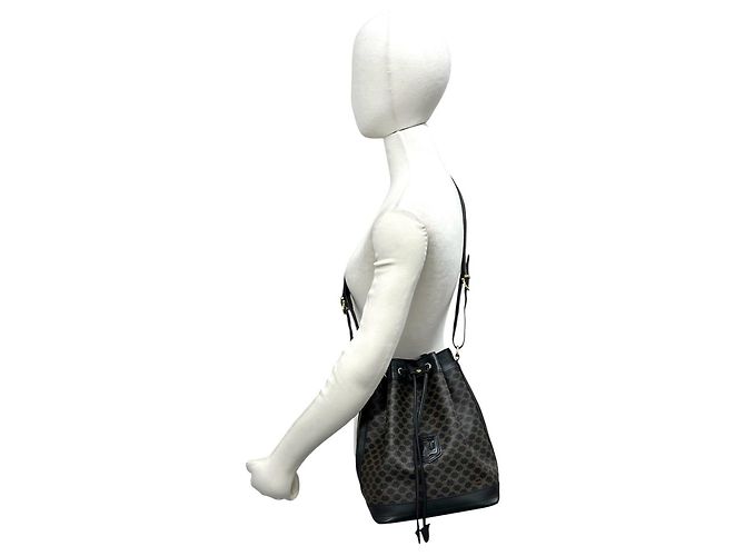 Céline CELINE Vintage Macadam Blazon Pattern Schultertasche Braun Schwarz - Ansicht 2