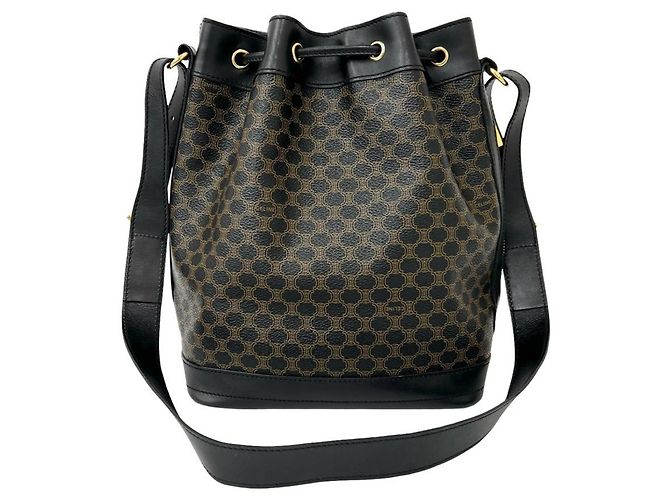 Céline CELINE Vintage Macadam Blazon Pattern Schultertasche Braun Schwarz - Ansicht 3