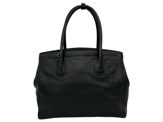 Tote Bolso de mano de piel Prada con logo triángulo Negro - vista 3
