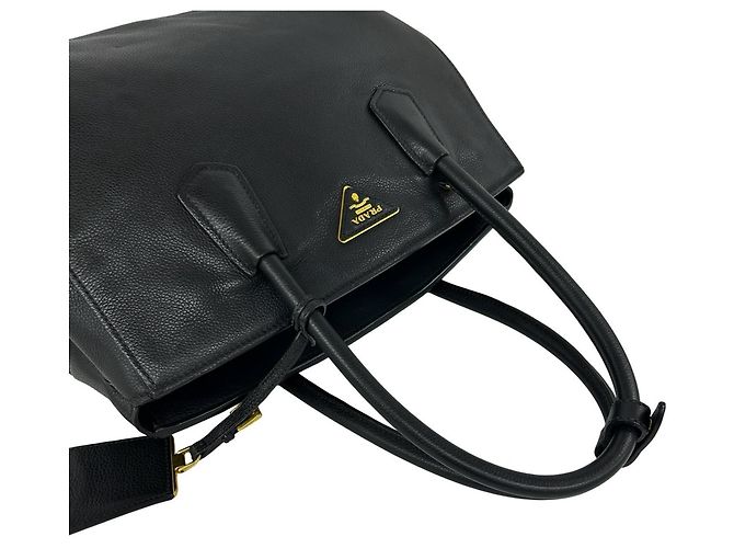 Tote Bolso de mano de piel Prada con logo triángulo Negro - vista 4