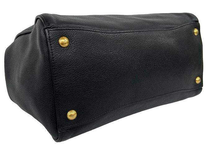Tote Bolso de mano de piel Prada con logo triángulo Negro - vista 7