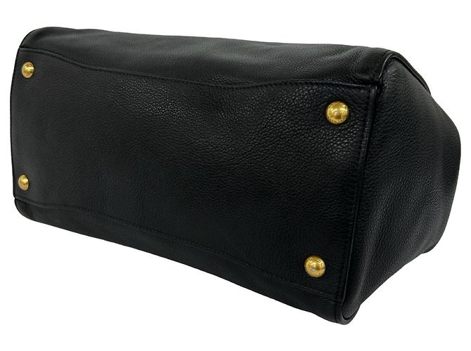 Tote Bolso de mano de piel Prada con logo triángulo Negro - vista 8