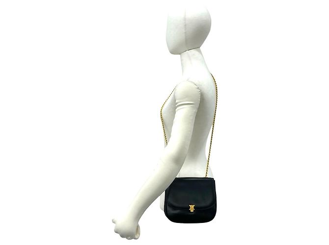 Céline Borsa a tracolla in pelle Celine Triomphe Logo Nero - vista 2