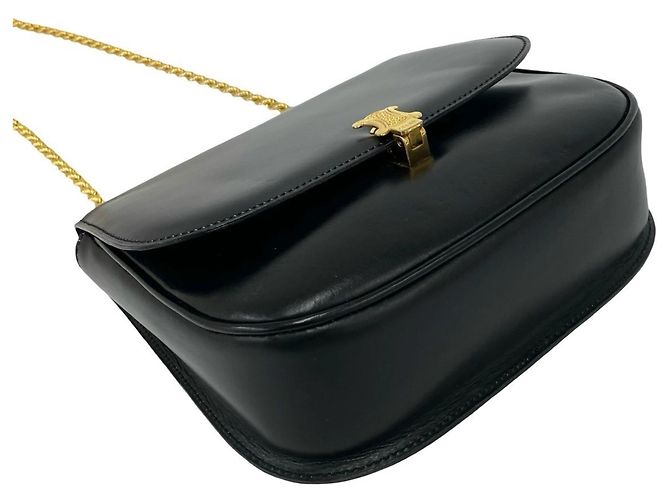 Céline Borsa a tracolla in pelle Celine Triomphe Logo Nero - vista 7