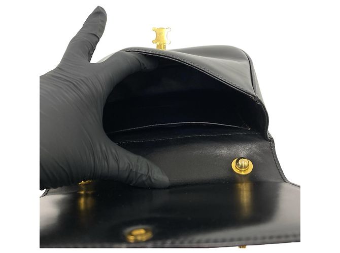 Céline Borsa a tracolla in pelle Celine Triomphe Logo Nero - vista 9