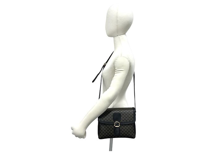 Triomphe Céline Celine Macadam Blazon Pattern Schultertasche aus Leder Braun Schwarz - Ansicht 2