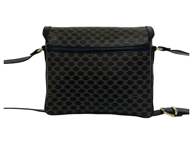 Triomphe Céline Celine Macadam Blazon Pattern Schultertasche aus Leder Braun Schwarz - Ansicht 3
