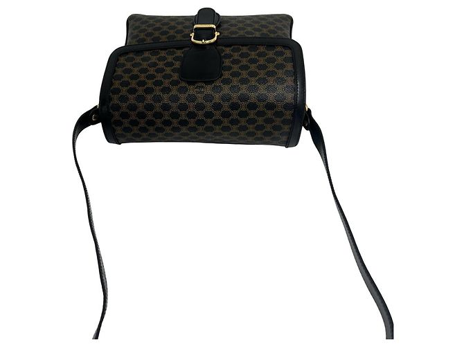 Triomphe Céline Celine Macadam Blazon Pattern Schultertasche aus Leder Braun Schwarz - Ansicht 4