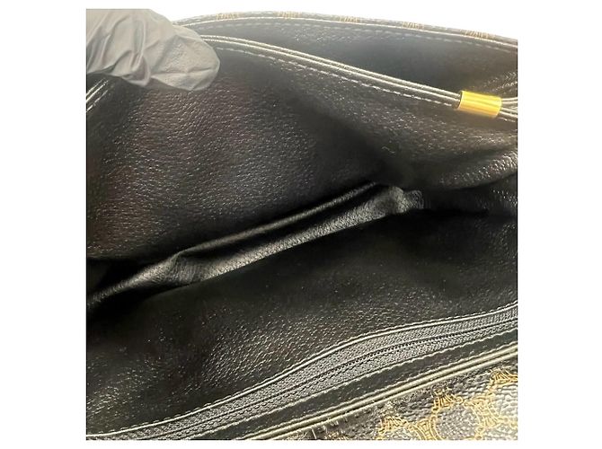 Triomphe Céline Celine Macadam Blazon Pattern Schultertasche aus Leder Braun Schwarz - Ansicht 9