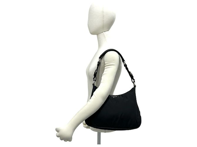 Bolsa Prada em nylon Tessuto e couro com logo triângulo em metal Preto - vista 2