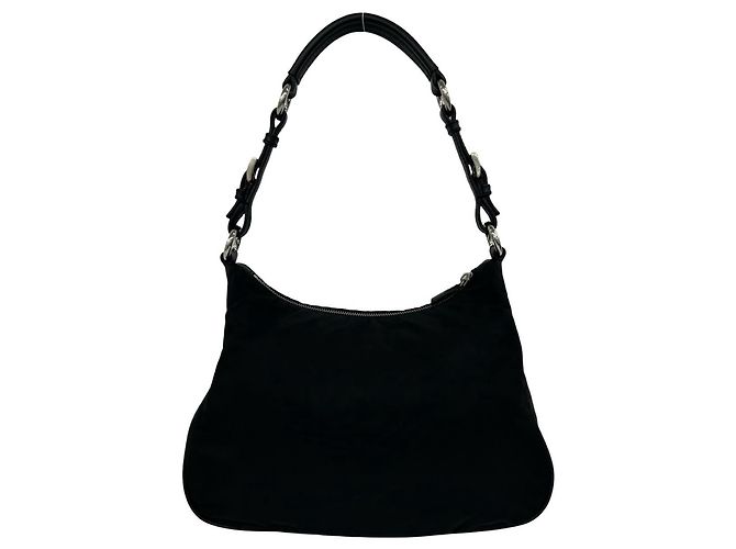 Bolsa Prada em nylon Tessuto e couro com logo triângulo em metal Preto - vista 3