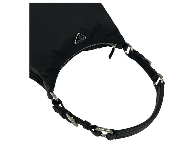 Bolsa Prada em nylon Tessuto e couro com logo triângulo em metal Preto - vista 4