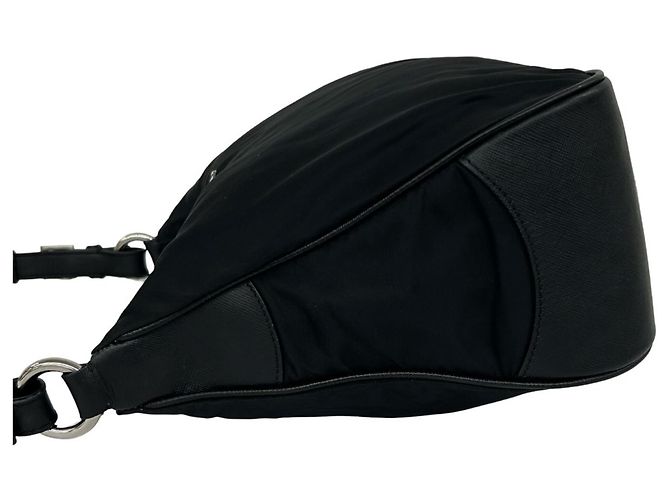 Bolsa Prada em nylon Tessuto e couro com logo triângulo em metal Preto - vista 5